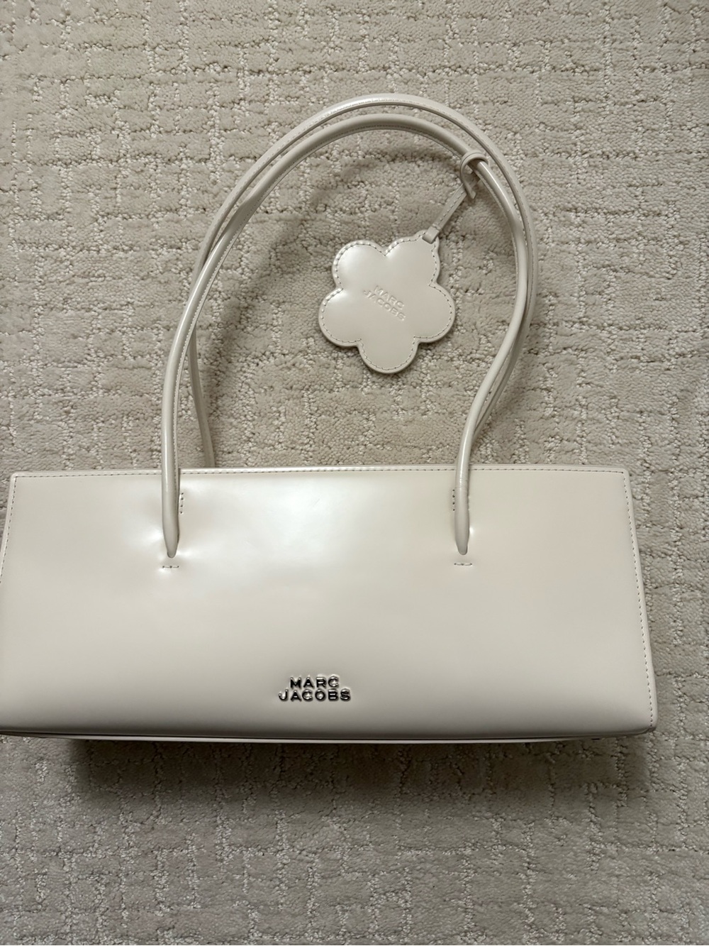 Marc Jacobs Cream Leather Shoulder Bag with Flower Charm